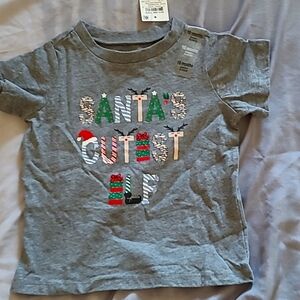First Impressions Christmas Short Sleve Shirt, Grey, Size 18 months.